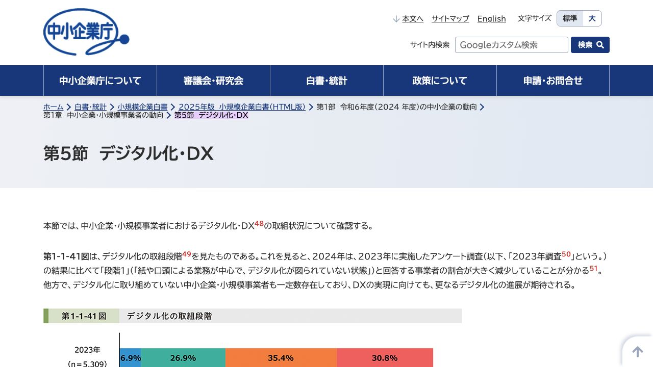 小規模企業白書のデジタル化・DXに関する説明
